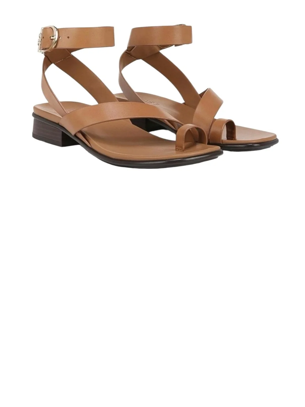 Naturalizer Tan Leather Toe-Ring Ankle-Strap Sandals